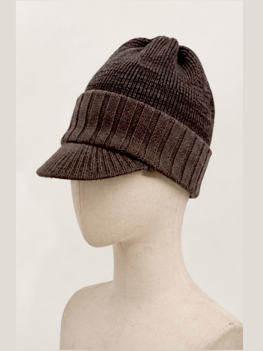 Ribbed Knit Visor Beanie